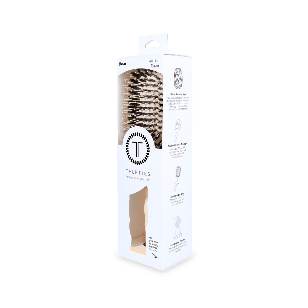 Boar Bristle Hair Brush - Tan - Hairbrush - TELETIES
