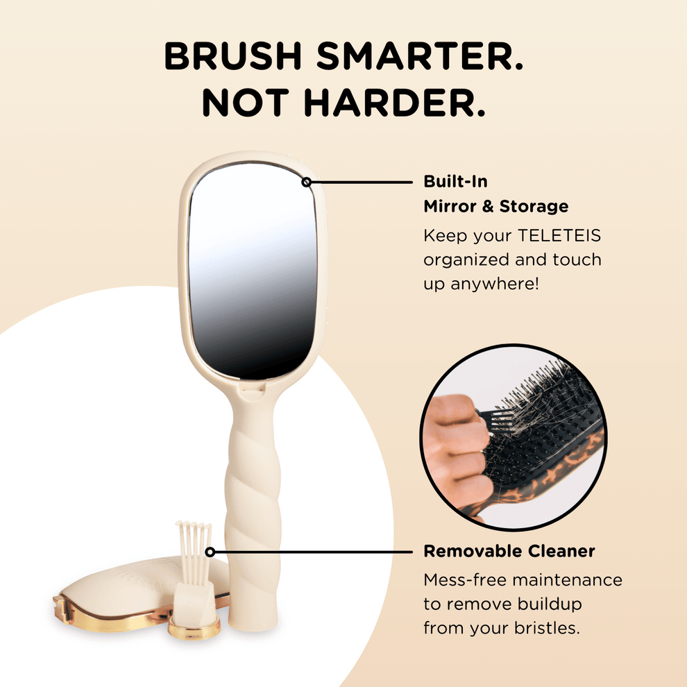 Boar Bristle Hair Brush - Tan - Hairbrush - TELETIES
