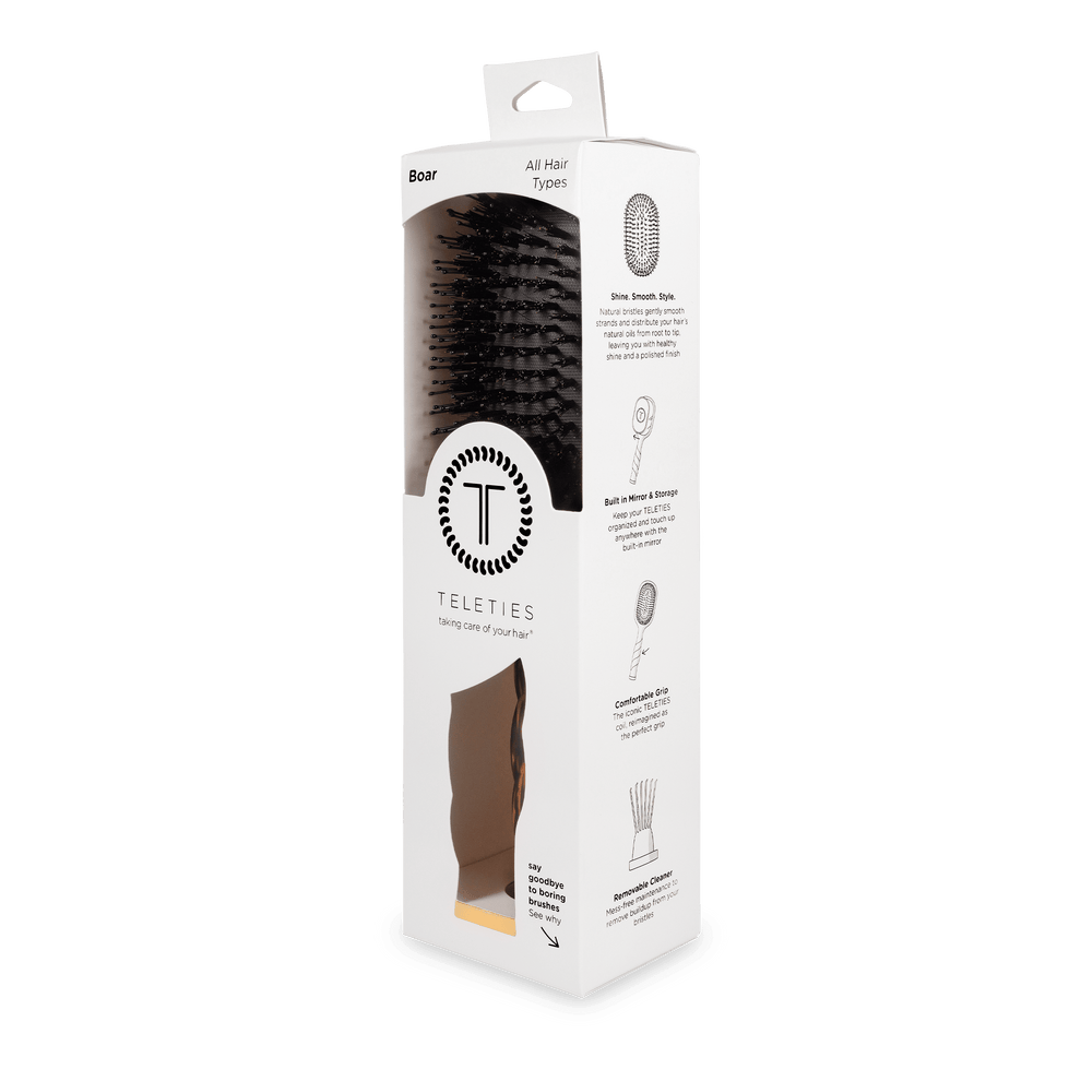 Boar Bristle Hair Brush - Tortoise - Hairbrush - TELETIES
