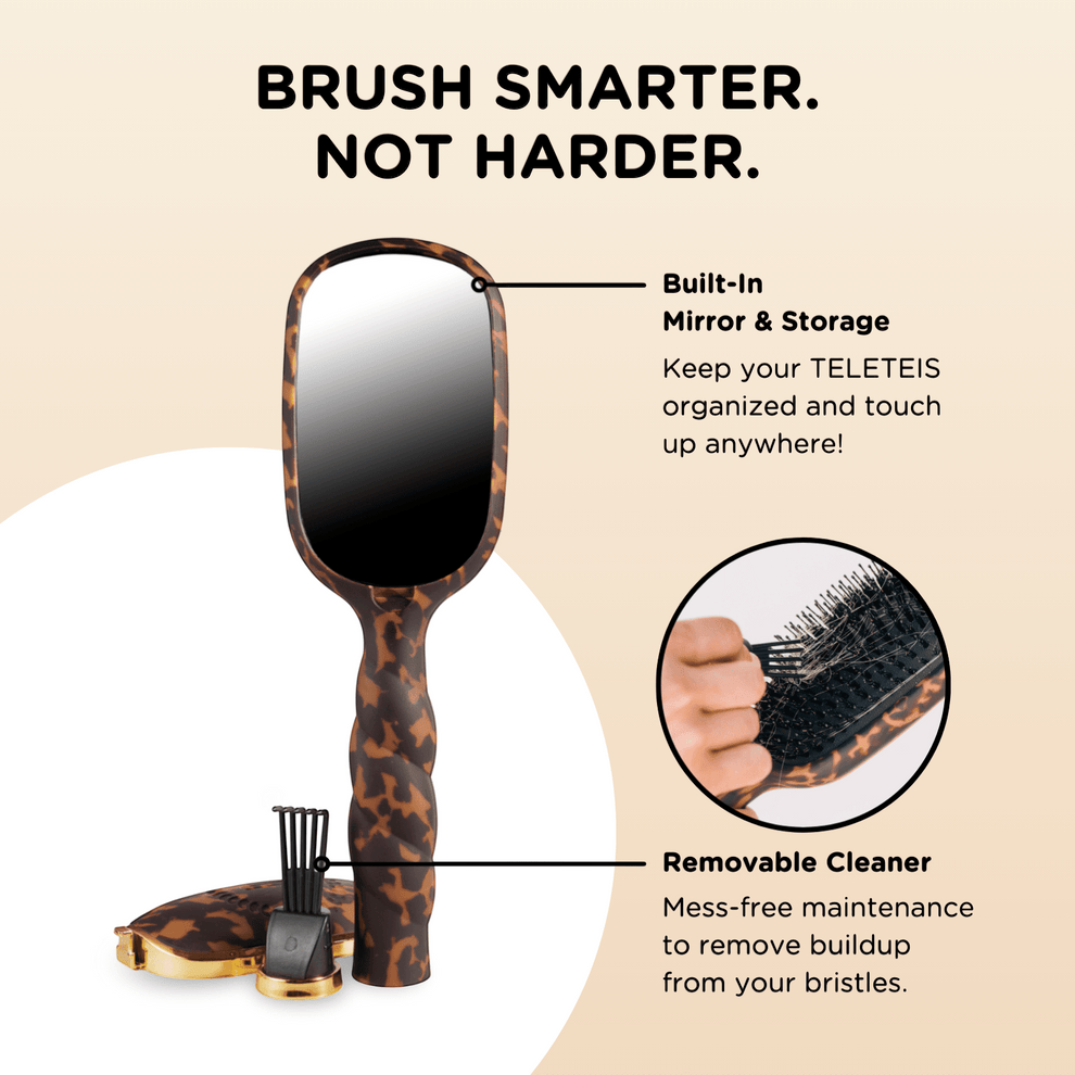 Boar Bristle Hair Brush - Tortoise - Hairbrush - TELETIES
