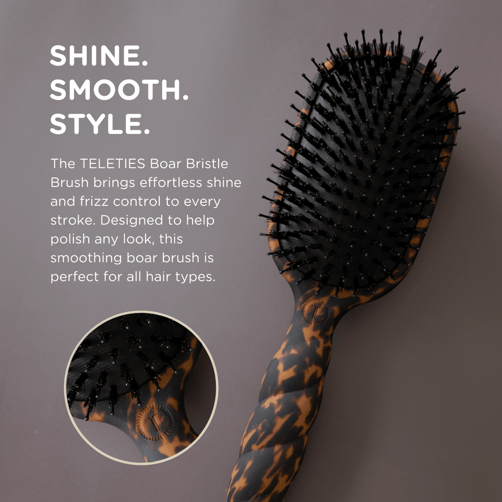 Boar Bristle Hair Brush - Tortoise - Hairbrush - TELETIES
