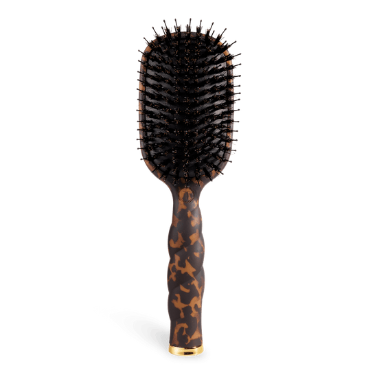 Boar Bristle Hair Brush - Tortoise in Brown Black - Full Size