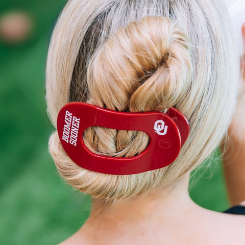 Boomer Sooner! Large Flat Round Hair Clip