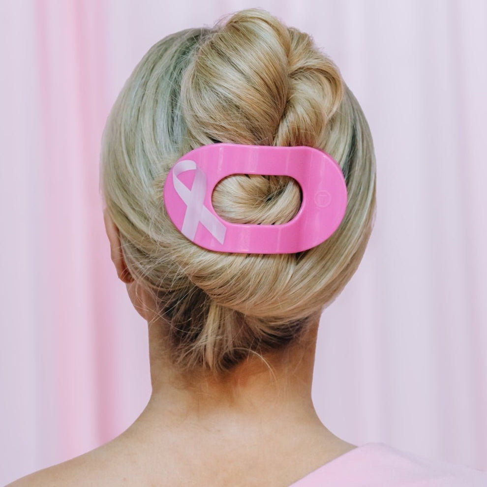 Breast Cancer Awareness Large Flat Round Hair Clip - Hair Clips - TELETIES
