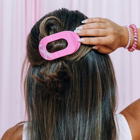 Breast Cancer Awareness Medium Flat Round Hair Clip