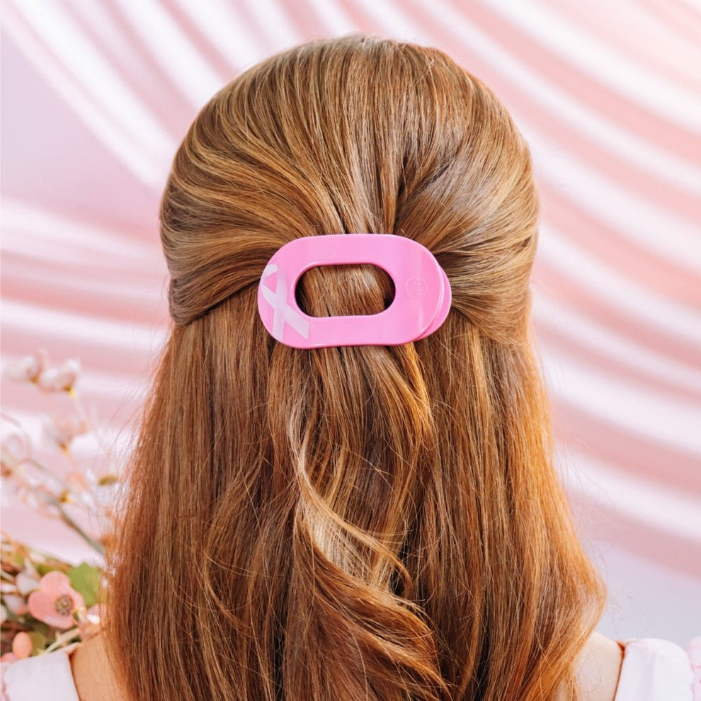 Breast Cancer Awareness Small Flat Round Hair Clip - Hair Clips - TELETIES
