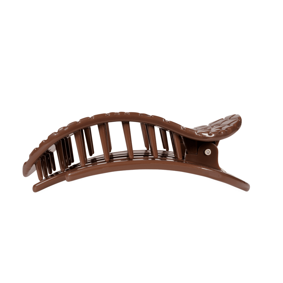 Brown Crocodile Large Flat Round Hair Clip - Hair Clips - TELETIES
