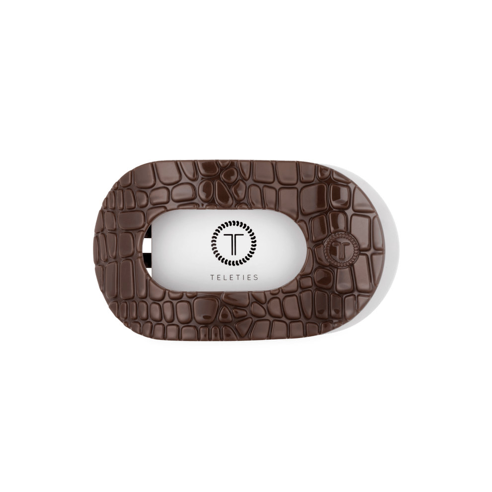 Brown Crocodile Medium Flat Round Hair Clip - Hair Clips - TELETIES
