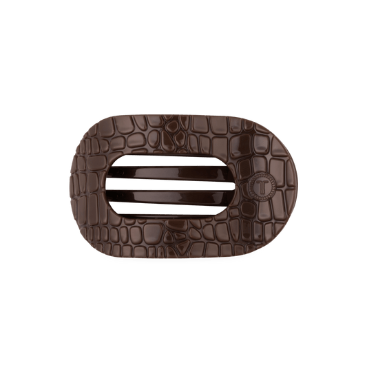 Brown Crocodile Medium Flat Round Hair Clip
                in Brown - Medium
              
