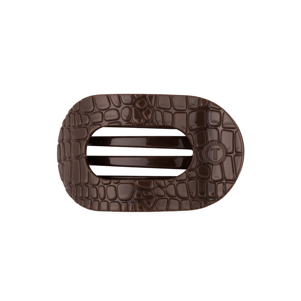 Brown Crocodile Medium Flat Round Hair Clip - Hair Clips - TELETIES
