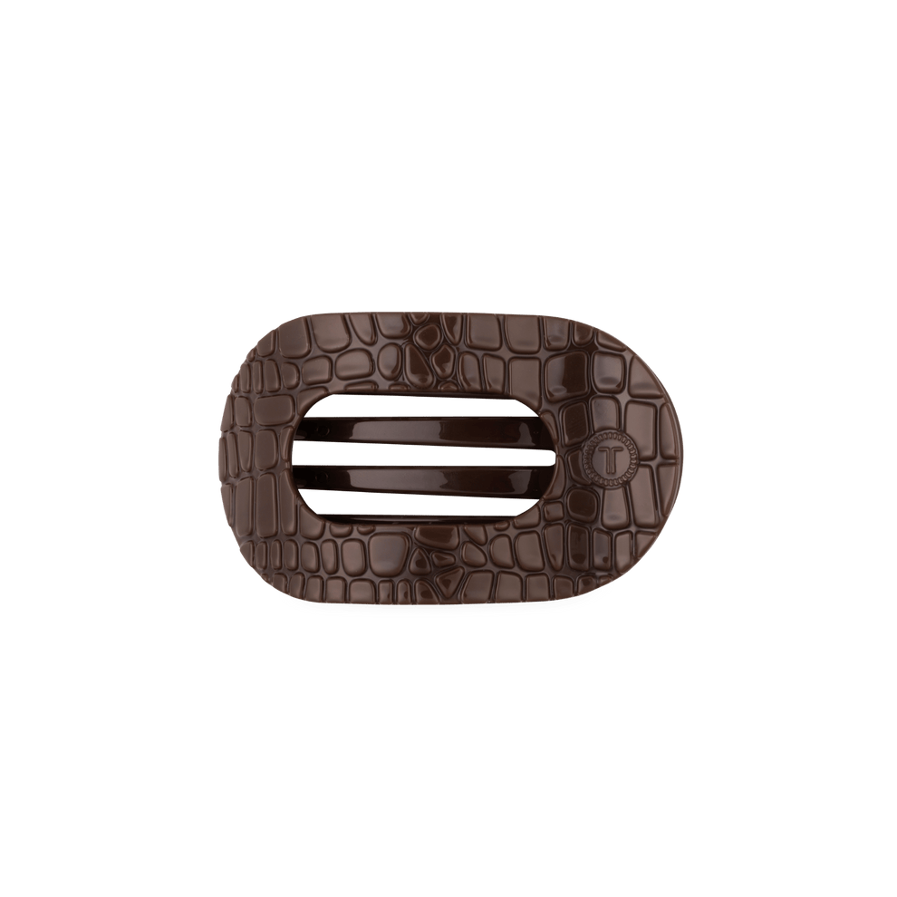 Brown Crocodile Small Flat Round Hair Clip - Hair Clips - TELETIES
