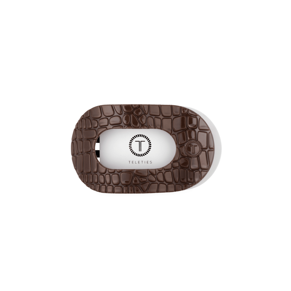 Brown Crocodile Small Flat Round Hair Clip - Hair Clips - TELETIES

