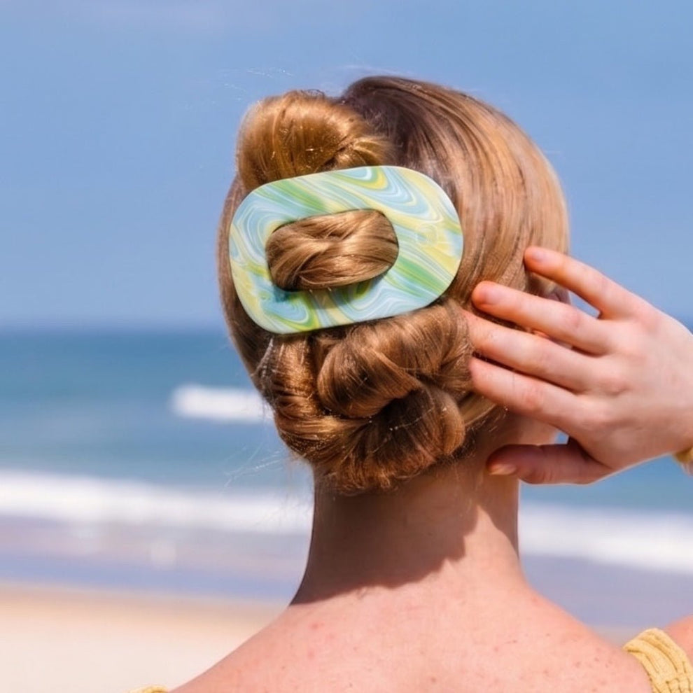 By the Sea Shore Large Flat Round Hair Clip - Hair Clips - TELETIES
