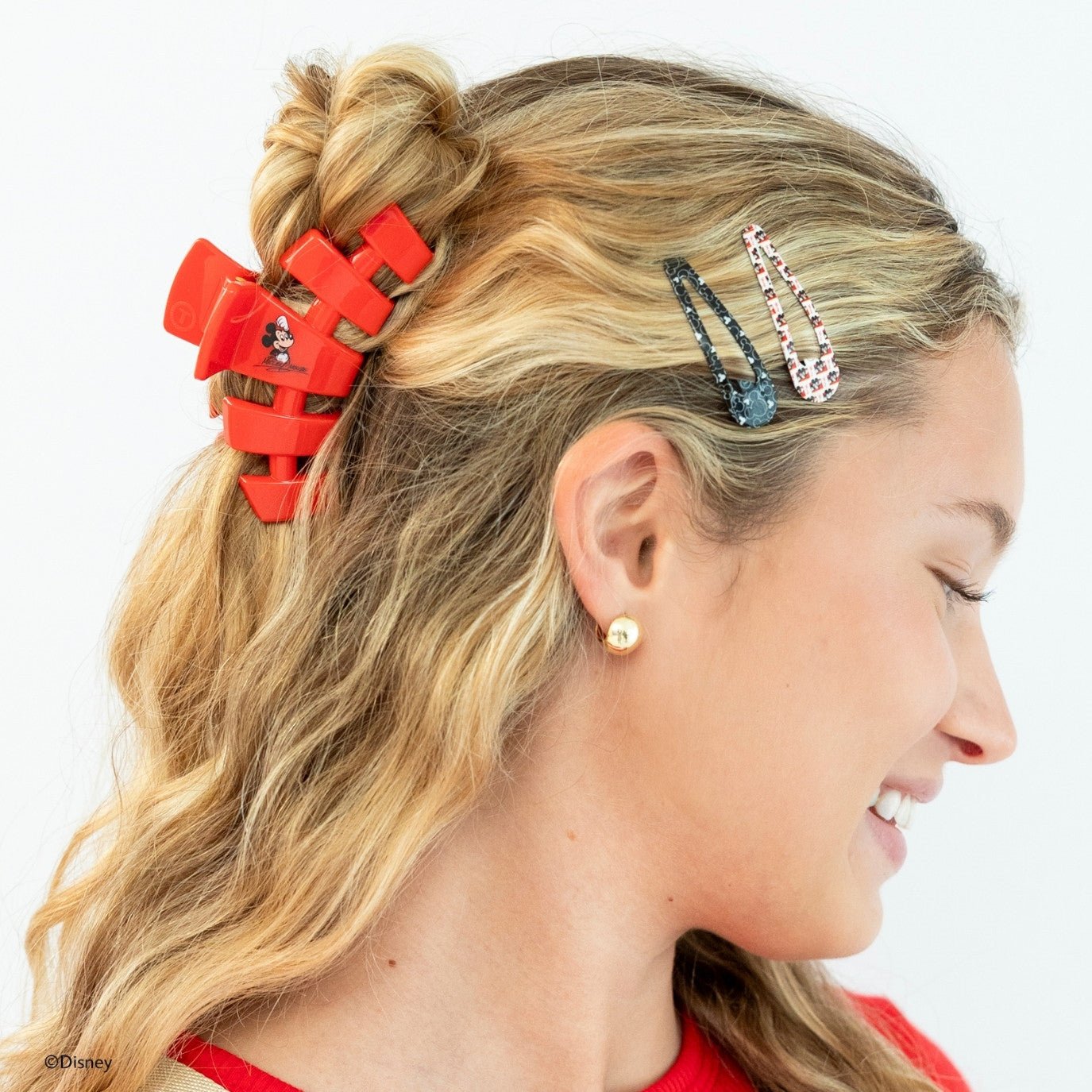 TELETIES - Classic Mickey Mouse Medium Hair Clip in Red - Medium