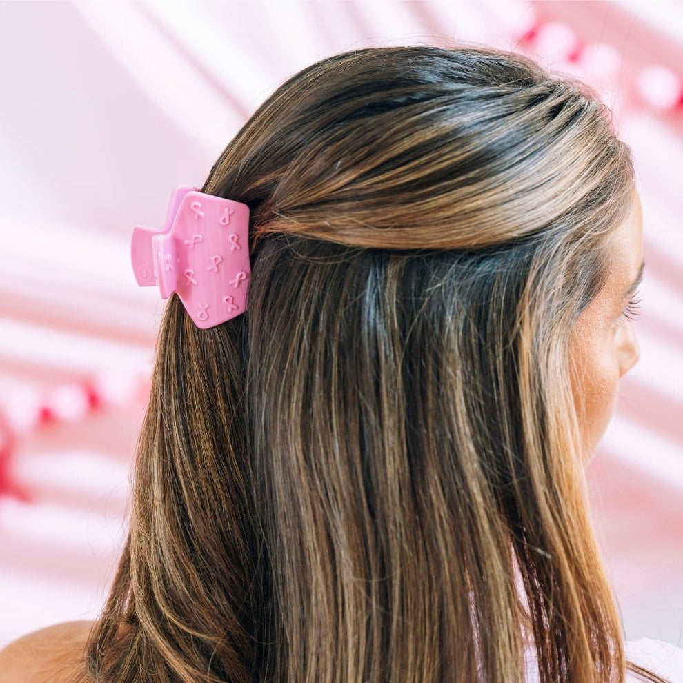 Classic Pink Ribbon Petite Claw Clip - Hair Clips - TELETIES
