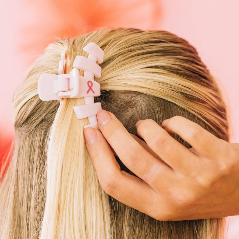 TELETIES - Classic Pink Ribbon Power Small Hair Clip in Pink - Small - Image 4