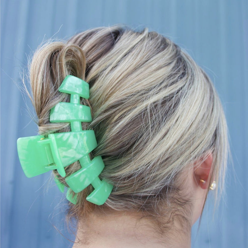 TELETIES - Classic Spring Splash Large Hair Clip in Green - Large - Image 3