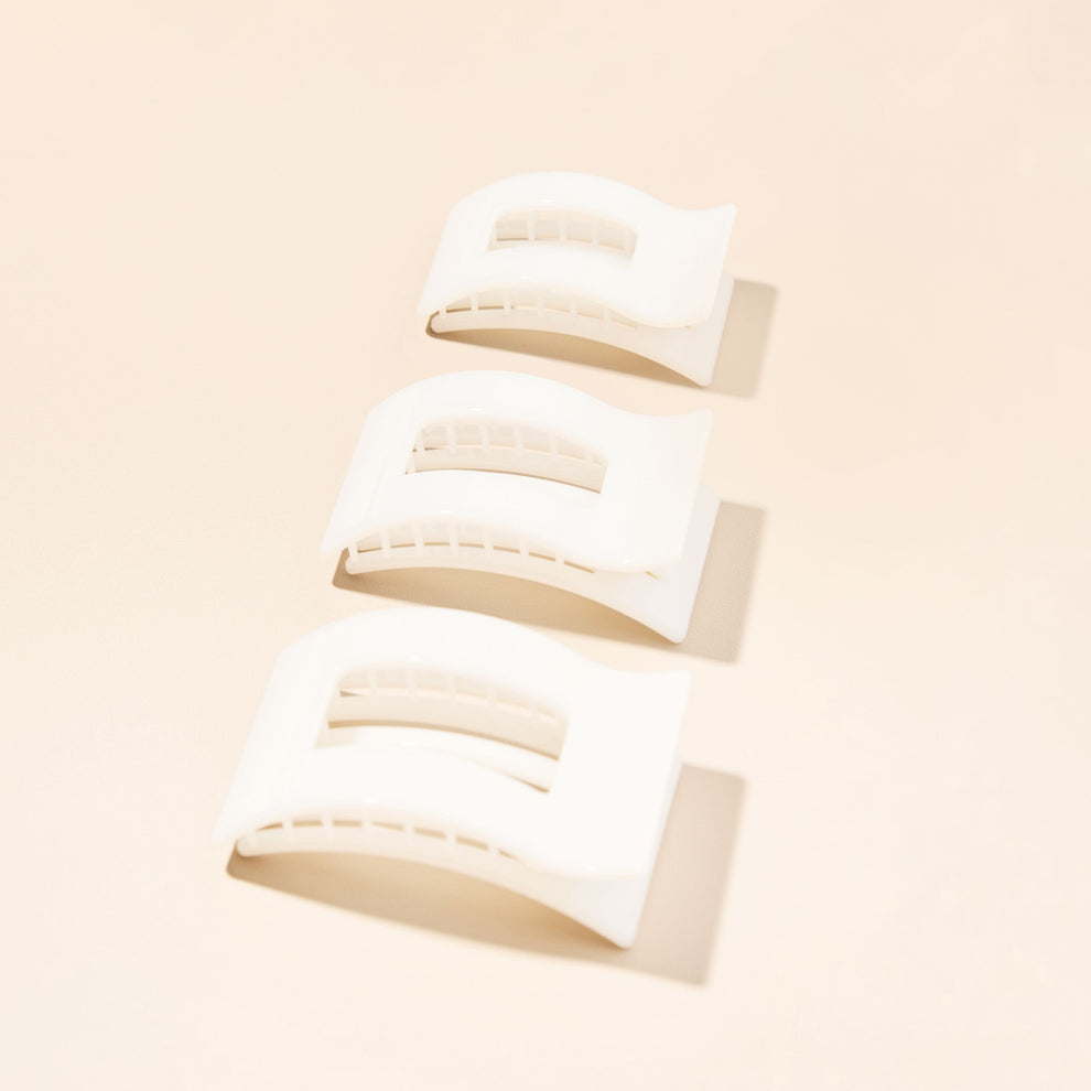 Coconut White Large Flat Rectangle Hair Clip - Hair Clips - TELETIES

