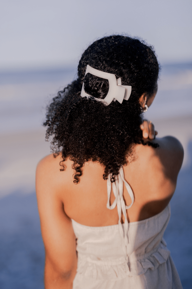 Coconut White Large Flat Square Clip - Large Hair Clip - TELETIES

