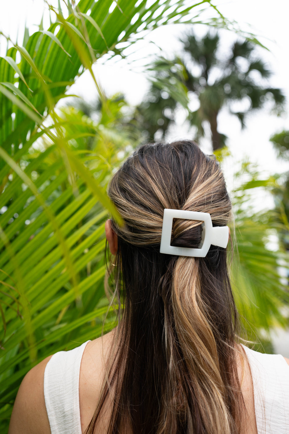 Coconut White Medium Flat Square Clip - Medium Hair Clip - TELETIES
