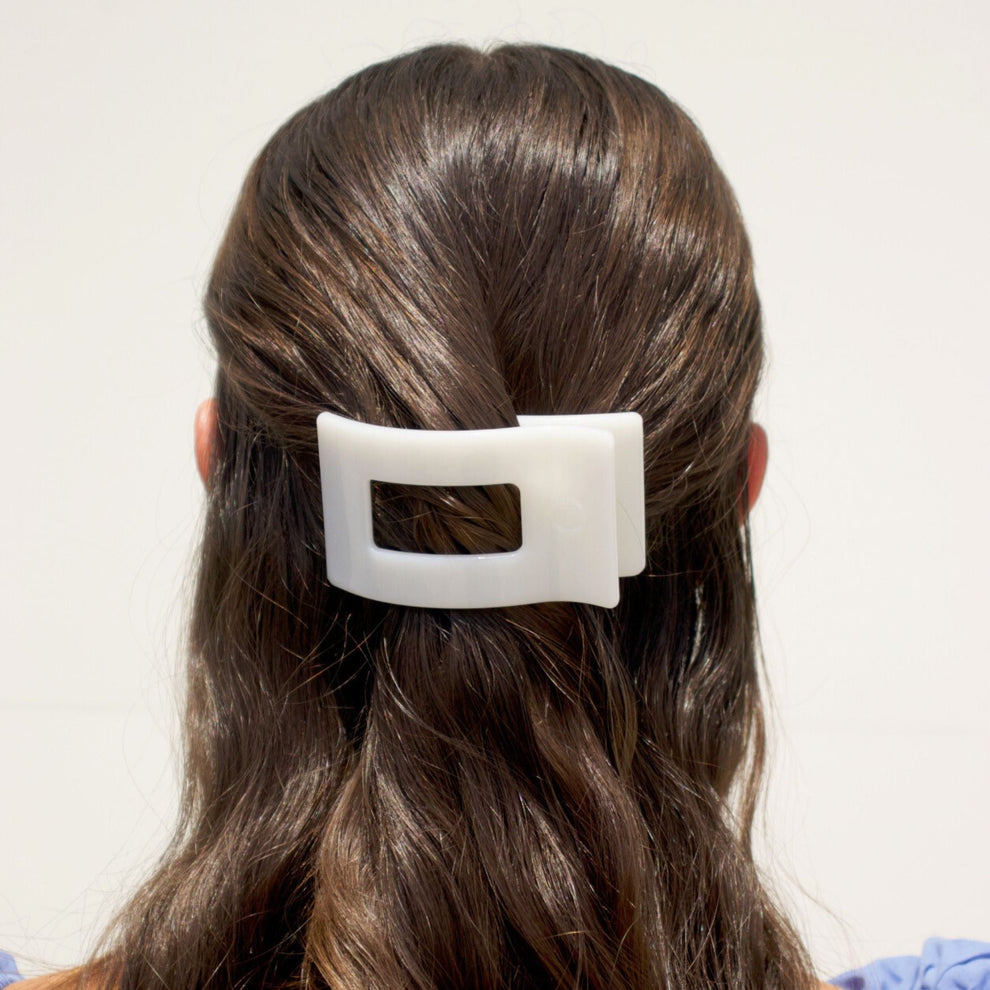 Coconut White Small Flat Rectangle Hair Clip - Hair Clips - TELETIES
