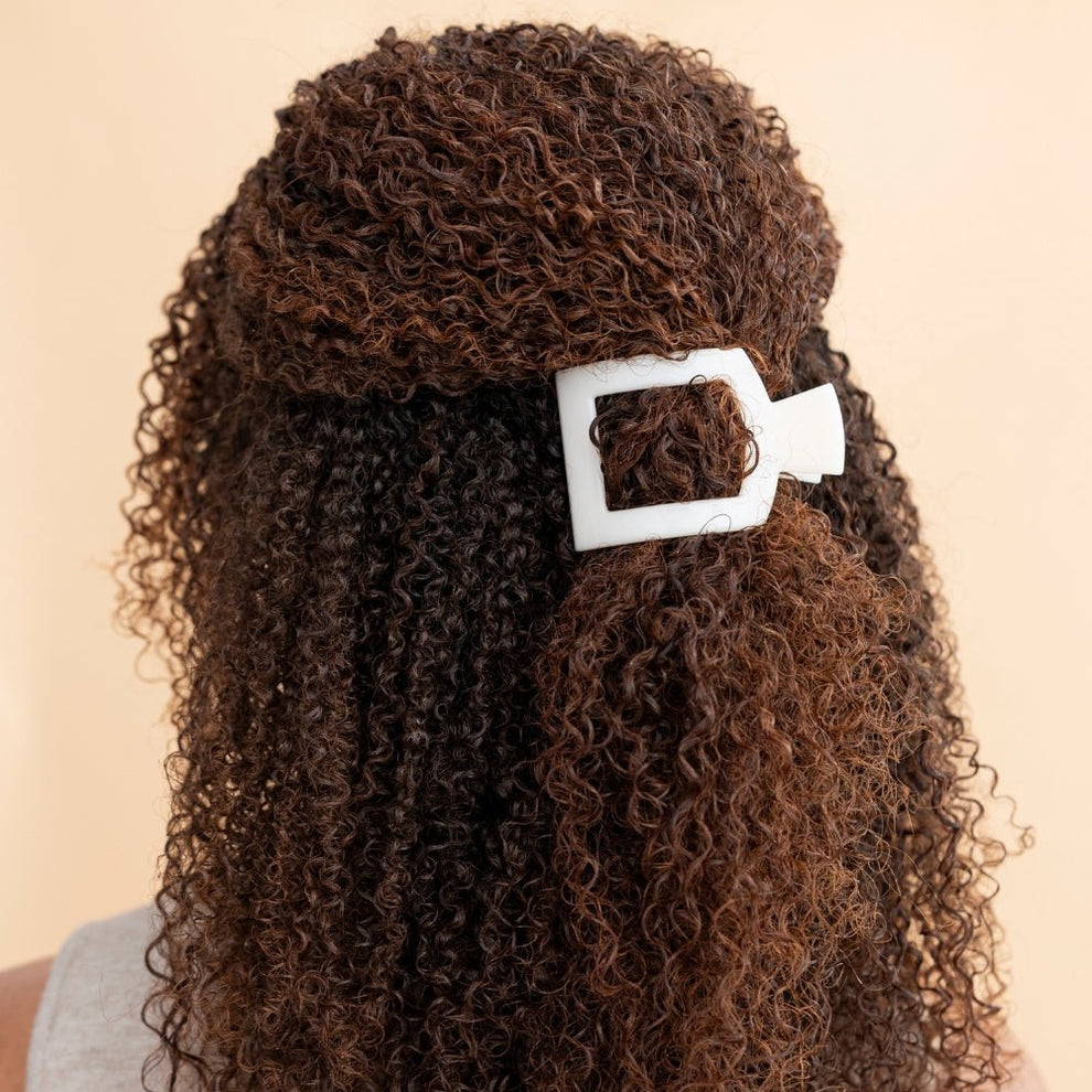 Coconut White Small Flat Square Hair Clip - Hair Clips - TELETIES
