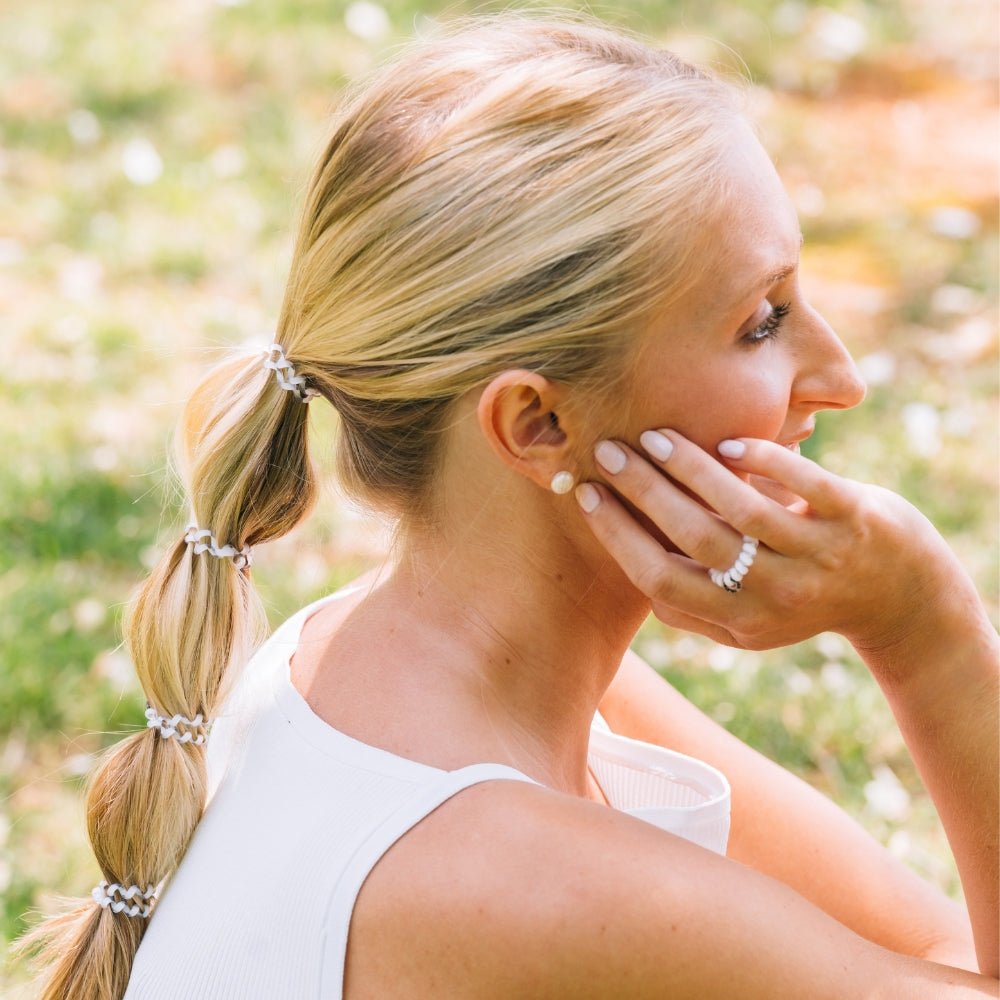 Coconut White Tiny Hair Ties in White | TELETIES