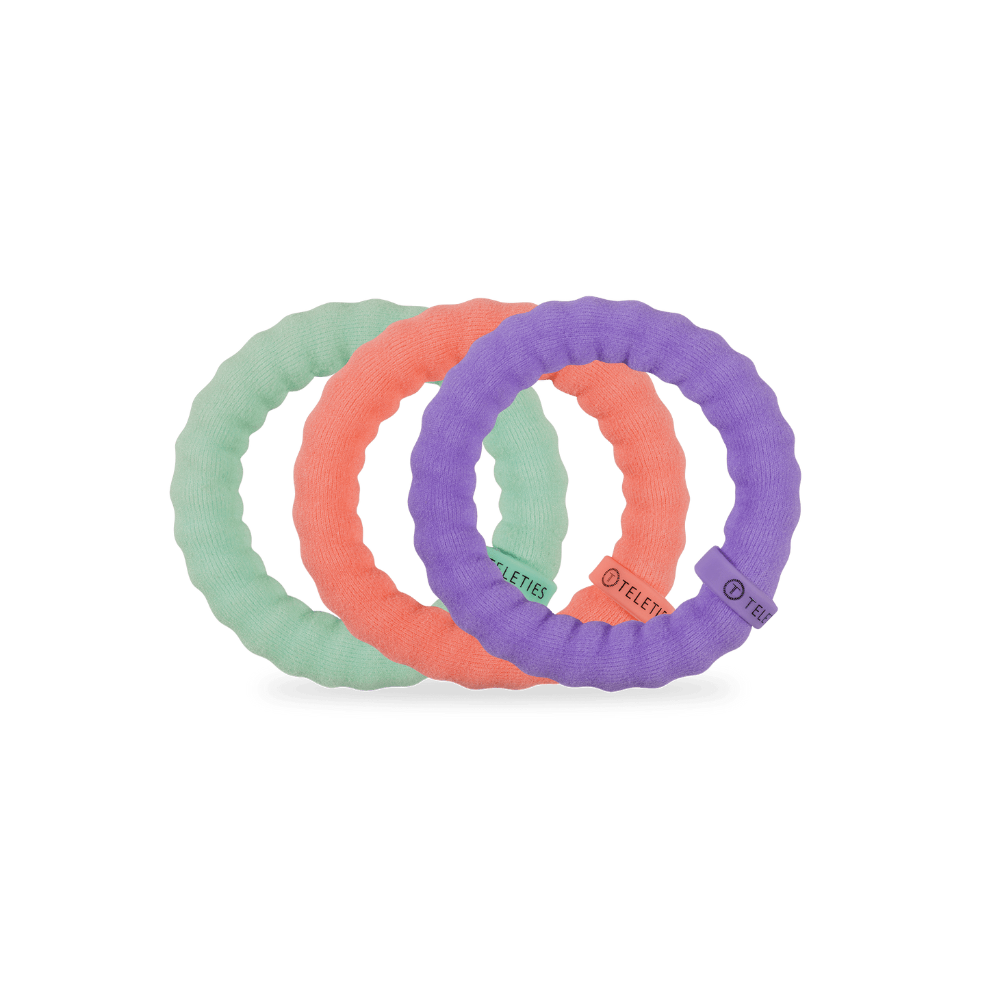 TELETIES - Color Rush Large Nylon Hair Ties in Purple Green Orange - Large