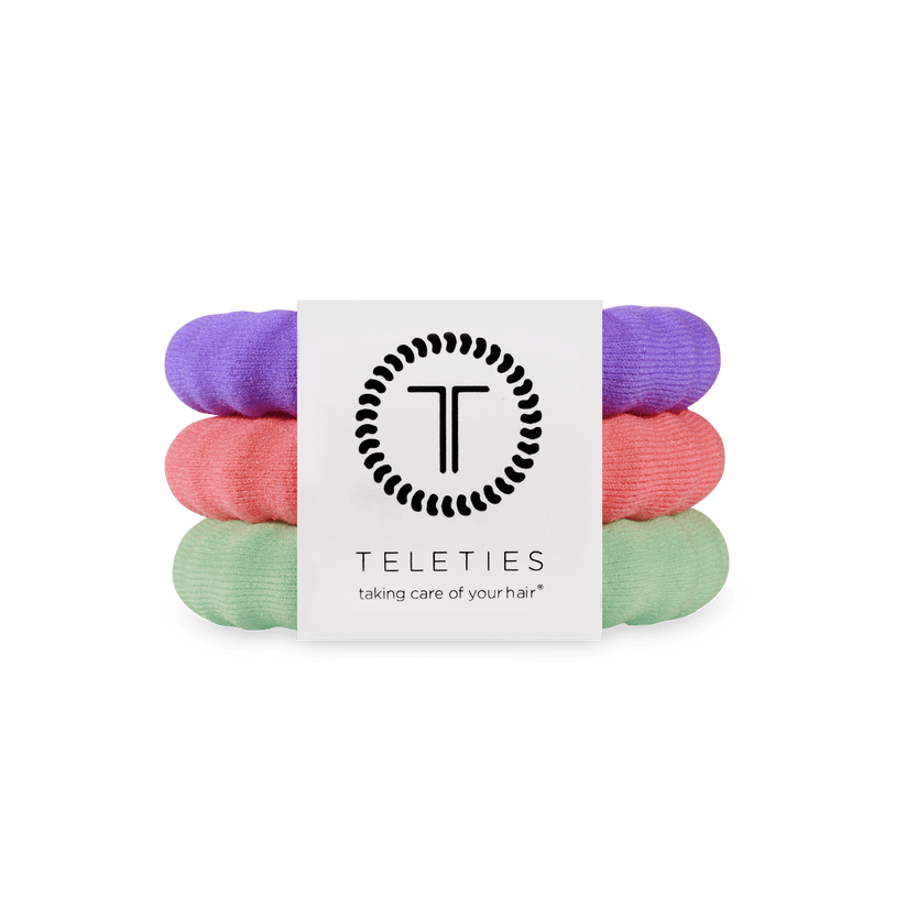 TELETIES - Color Rush Large Nylon Hair Ties in Purple Green Orange - Large - Image 1