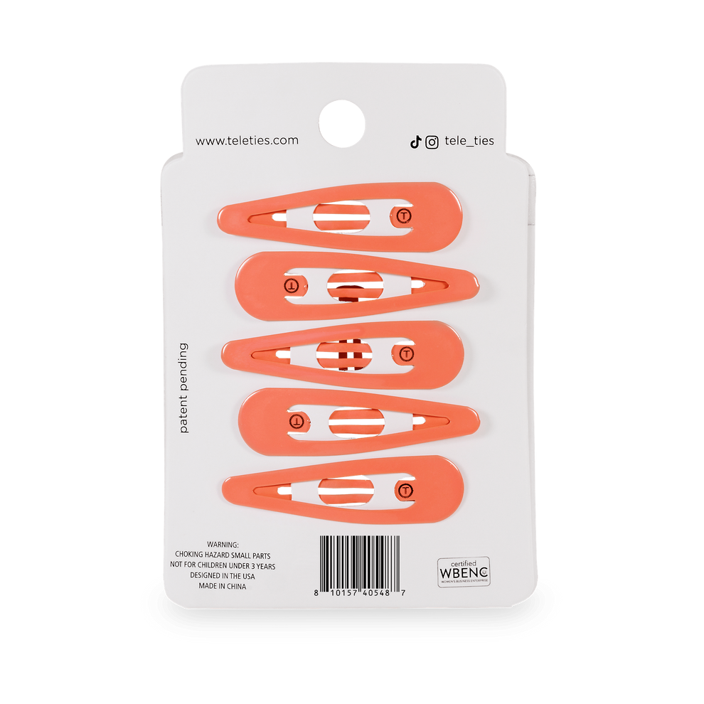 Coral Craze Snap Clips (6Ct) - Hair Clips - TELETIES
