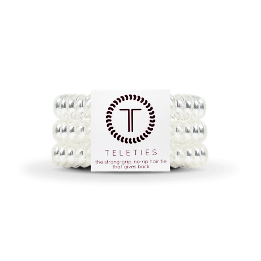 Crystal Clear Large Hair Ties in White - Large