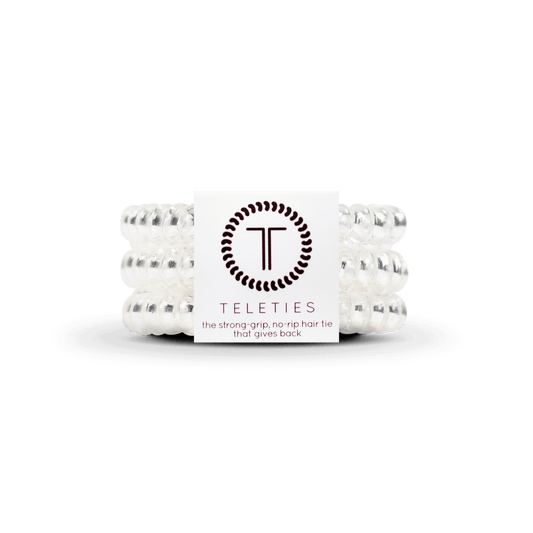 Crystal Clear Small Hair Ties in White - Small