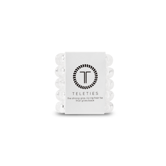 Crystal Clear Tiny Hair Ties in White - Tiny