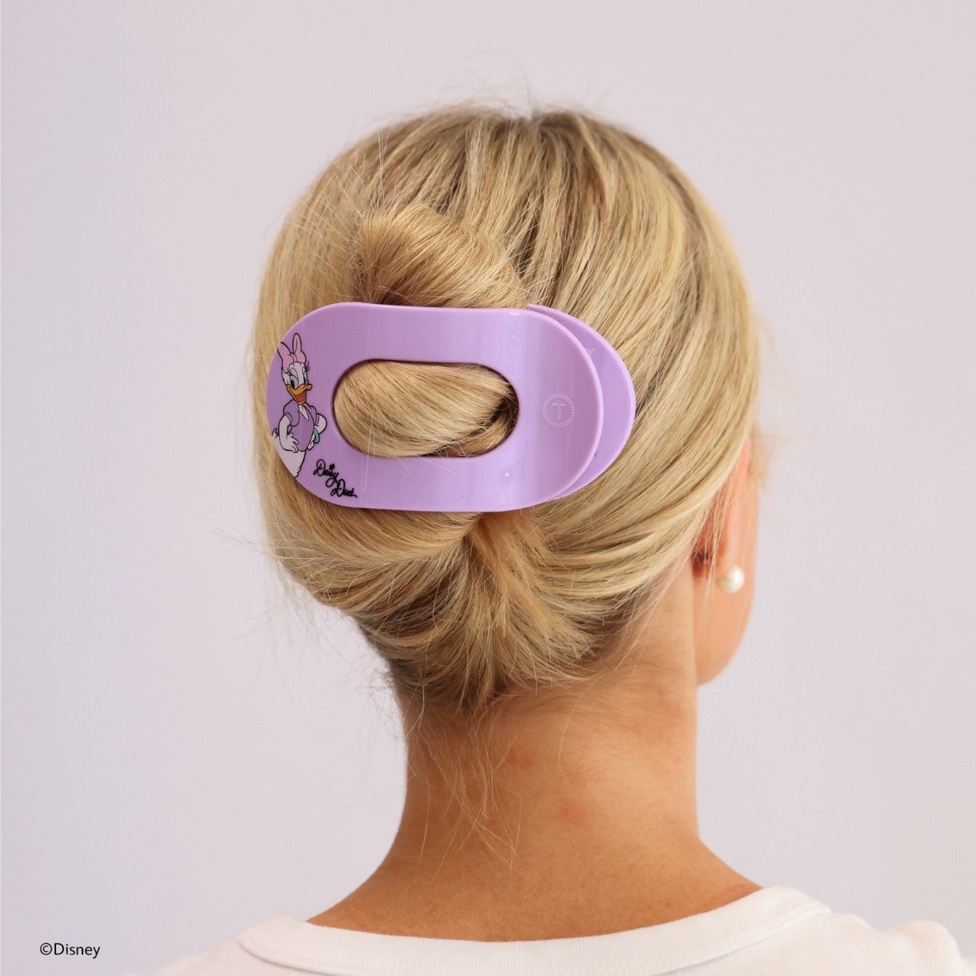 TELETIES - Daisy Duck Large Flat Round Hair Clip in Purple - Large