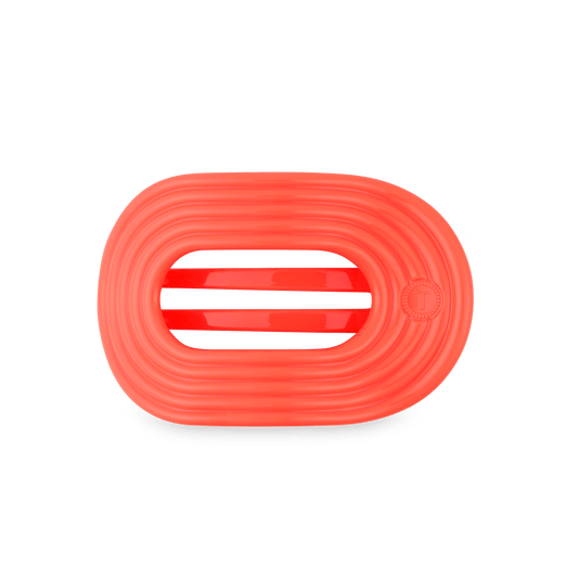 Darty Medium Flat Round Hair Clip in Orange Coral Neon - Medium