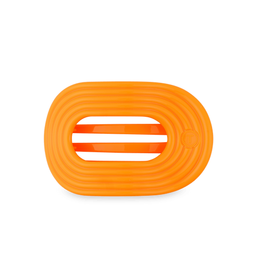 Day Rave Medium Flat Round Hair Clip in Orange Neon - Medium