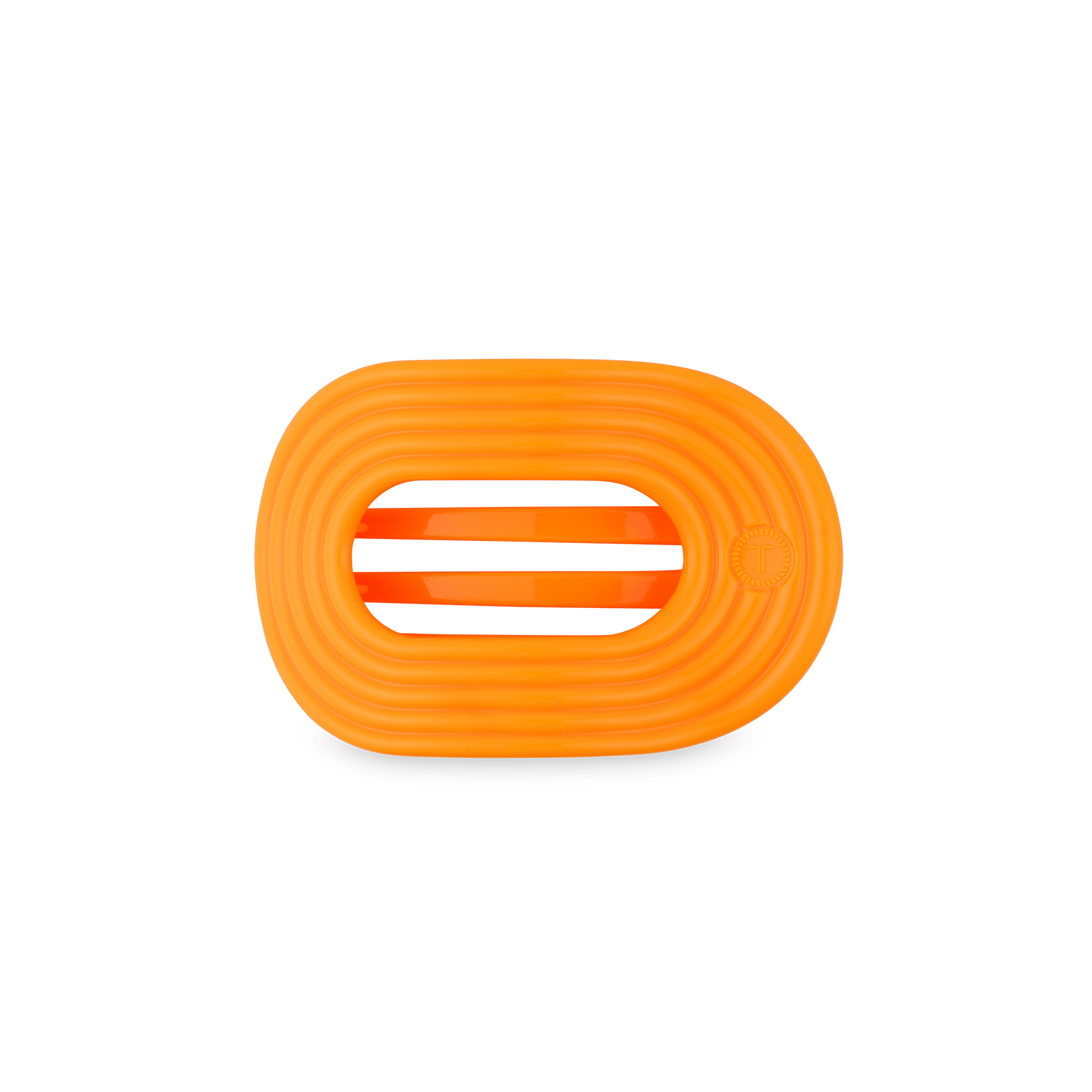 Day Rave Small Flat Round Hair Clip in Orange and Neon | TELETIES