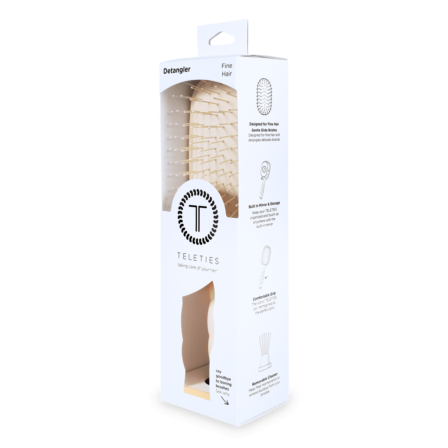 TELETIES - Detangler Hair Brush for Fine Hair – Tan in Tan - Full Size
