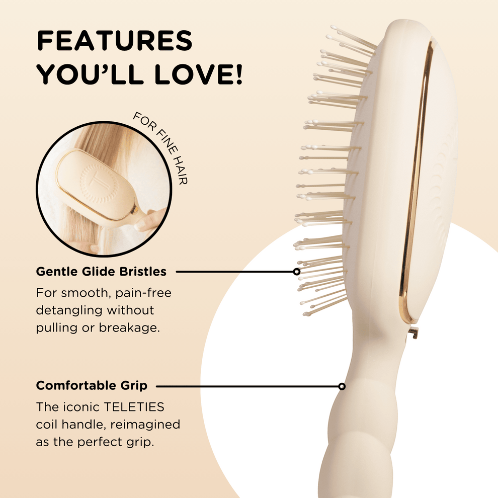 Detangler Hair Brush for Fine Hair – Tan - Hairbrush - TELETIES
