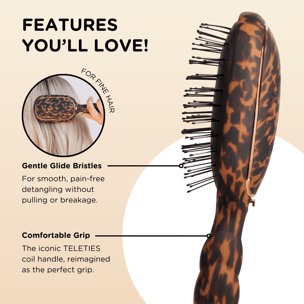 Detangler Hair Brush for Fine Hair – Tortoise - Hairbrush - TELETIES
