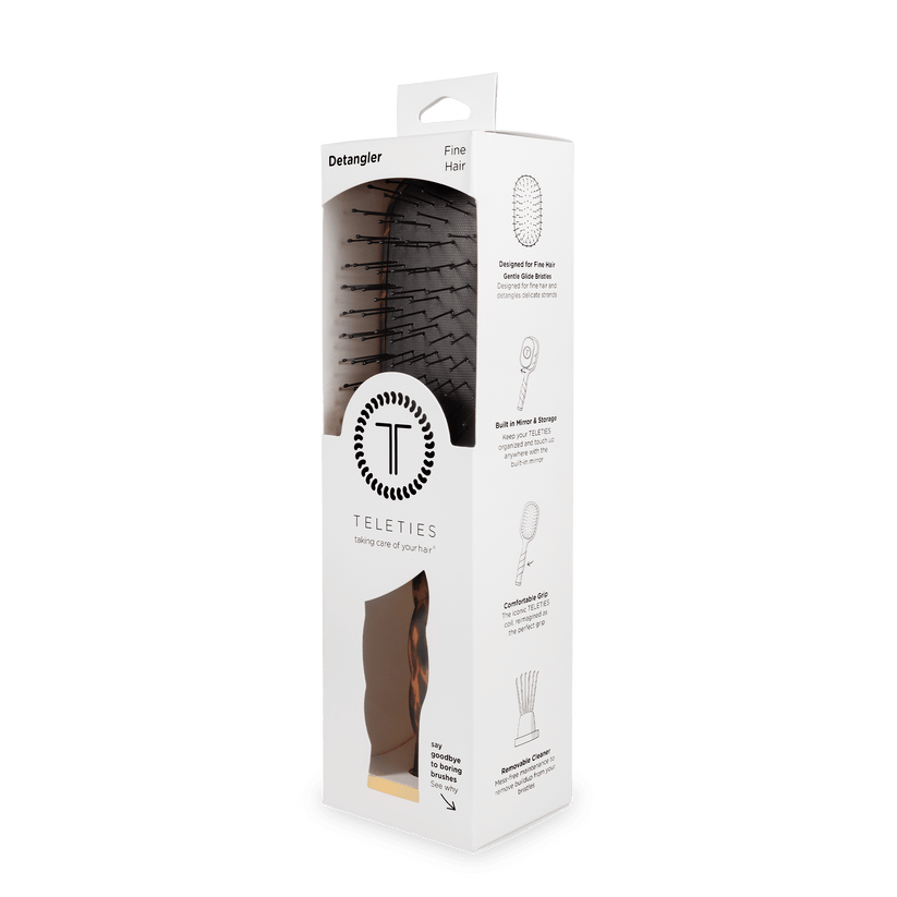 TELETIES - Detangler Hair Brush for Fine Hair – Tortoise in Brown - Full Size - Image 11