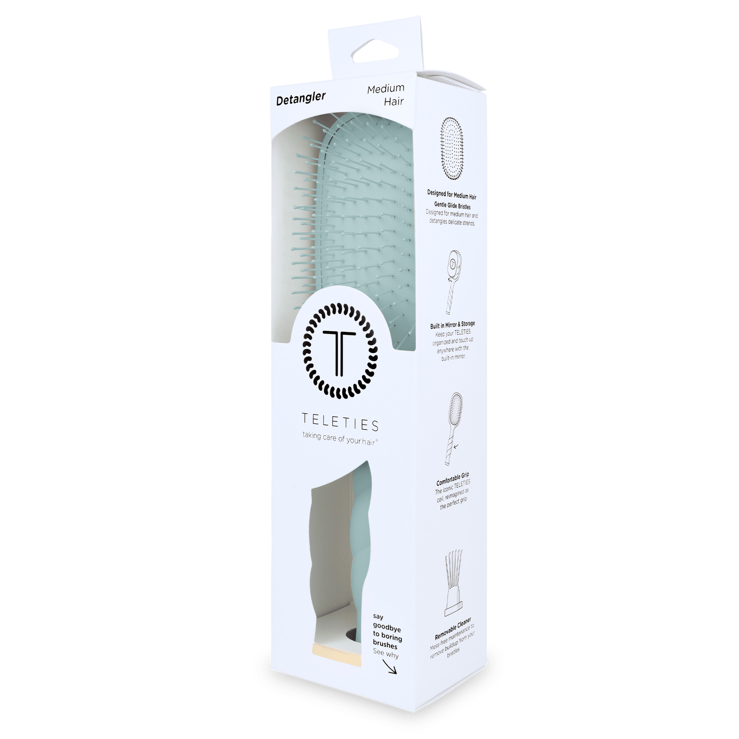 TELETIES - Detangler Hair Brush for Medium Hair – Blue in Blue - Full Size