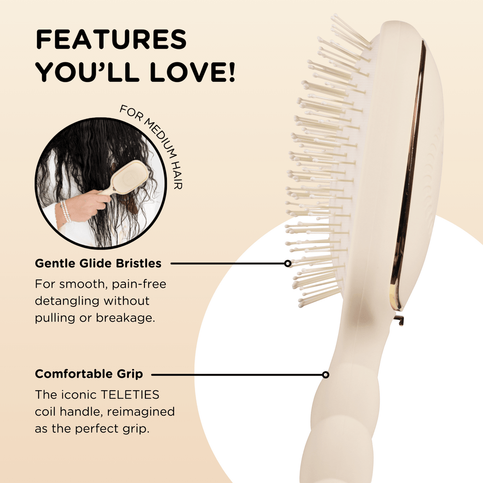 Detangler Hair Brush for Medium Hair – Tan - Hairbrush - TELETIES
