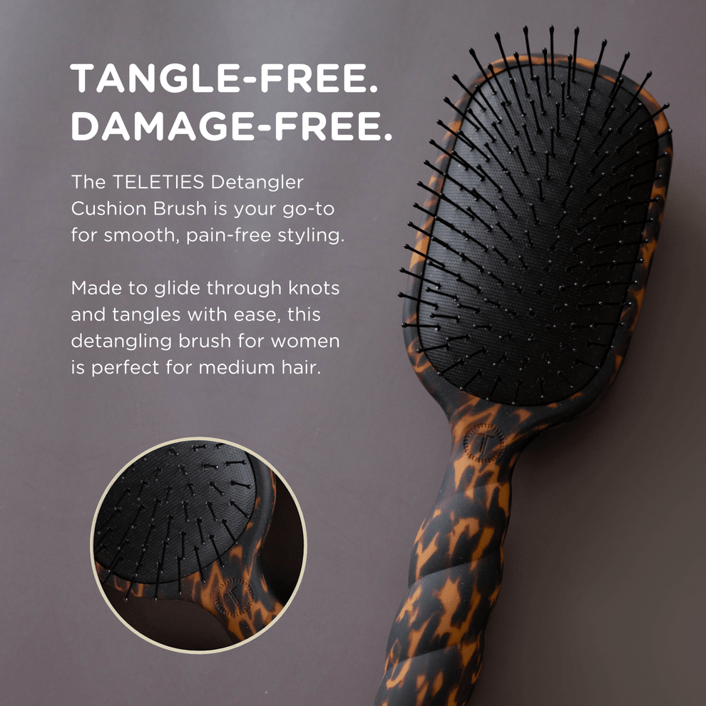 Detangler Hair Brush for Medium Hair – Tortoise - Hairbrush - TELETIES

