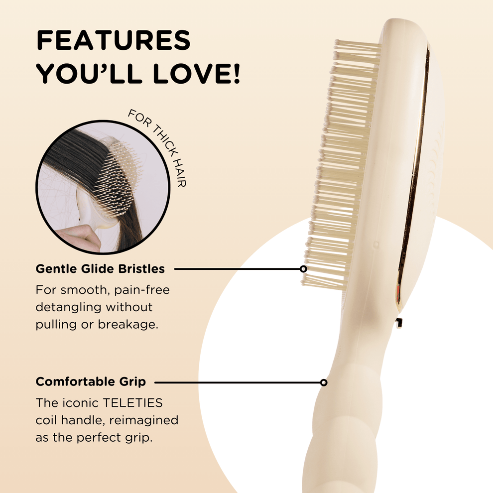 Detangler Hair Brush for Thick Hair – Tan - Hairbrush - TELETIES
