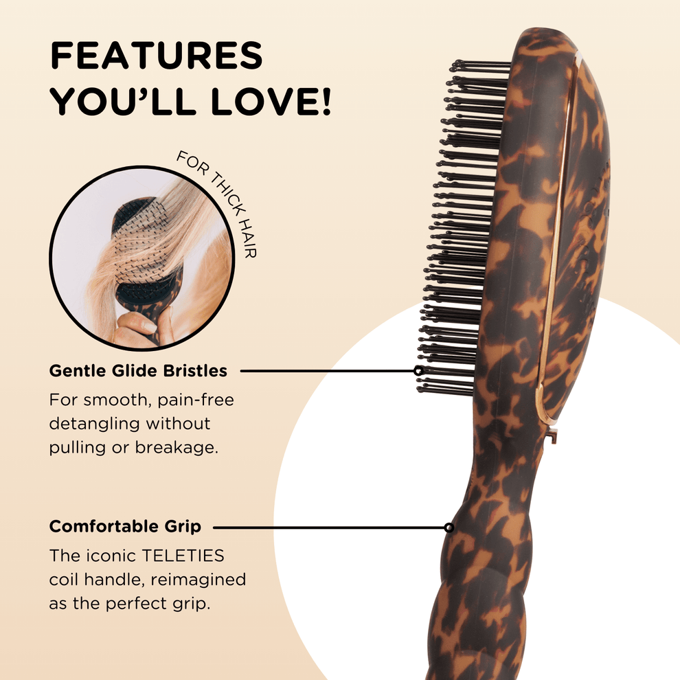 Detangler Hair Brush for Thick Hair – Tortoise - Hairbrush - TELETIES
