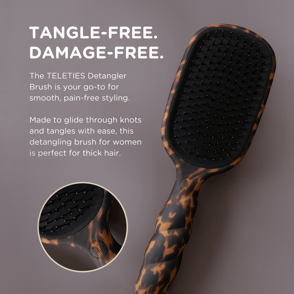 Detangler Hair Brush for Thick Hair – Tortoise - Hairbrush - TELETIES
