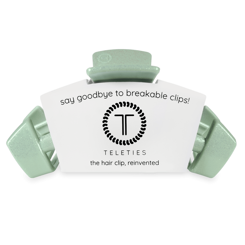 TELETIES - Dew Drop Large Classic Hair Clip in Green Shimmer - Large - Image 2