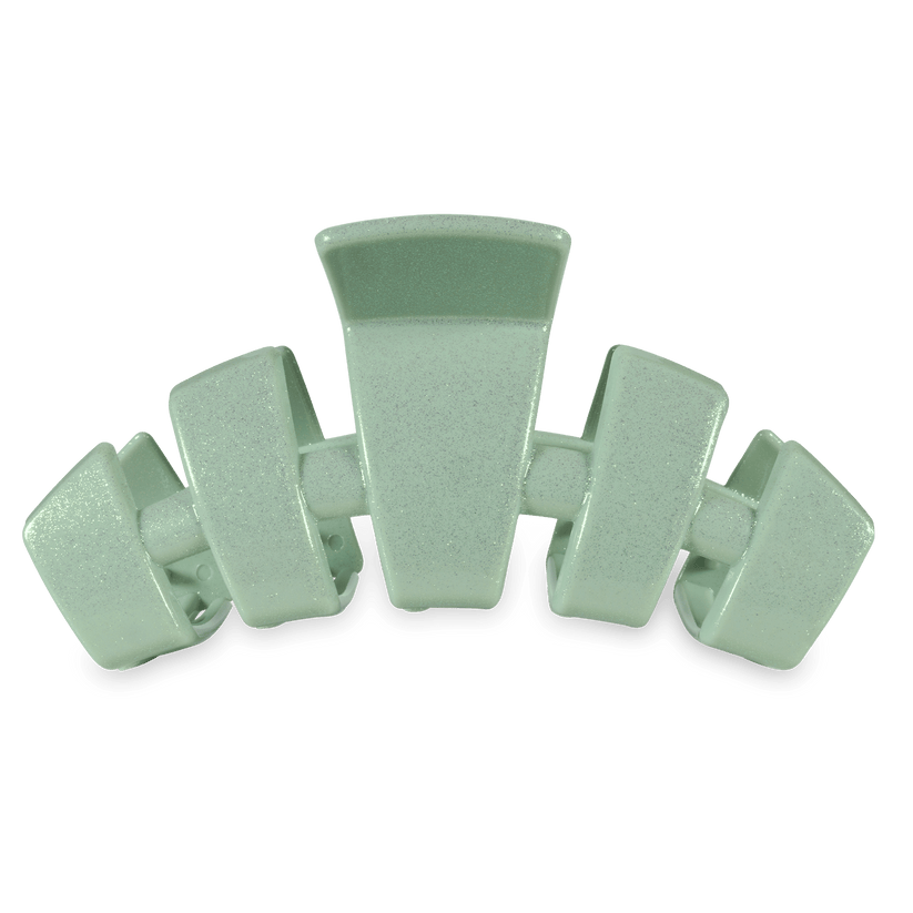 TELETIES - Dew Drop Large Classic Hair Clip in Green Shimmer - Large - Image 1