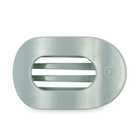 Dew Drop Large Flat Round Hair Clip
                in Green Shimmer - Large
              